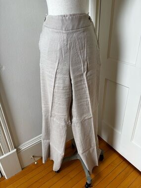 Talbots Tan Linen Side-zip Trousers
